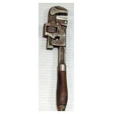 Winchester Manufactured 8" Pipe Wrench, Numbered 1021, Wood Handle
