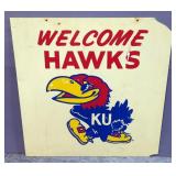 Kansas Jayhawk Double Sided "Welcome..."Sign, 36" x 36"