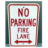 No Parking Fire Lane Metal Sign, 18" H x 12" W