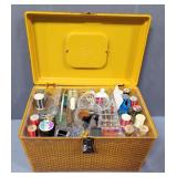 Sewing Accessories Inside Plastic Box With Hinged Lid, 8" x 14" x 9"