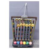 Vintage Lawnplay Croquet Set, Broken Plastic Base, Mounted On Homemade Wood Base