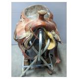 Buford 15" Leather Roping Saddle With Collapsible Saddle Stand