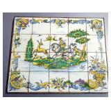 1970s Hand Painted Spanish Tile Wall Art, Signed By Artist, 20.5" x 30.25"