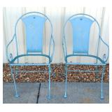 Metal Patio Chairs With Floral Design, No Seat Base, Qty 2, 36" H x 21" W x 24" D