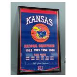 National Champions Kansas Jayhawk Basketball Felt Banner In Display Case, 39.5" x 26"