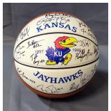 1997-1998 Kansas Jayhawks Autographed Team Basketball In Display Case