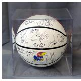 2003 - 2004 Kansas Jayhawks Autographed Team Basketball In Display Case