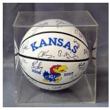 2006 - 2007 Kansas Jayhawks Autographed Team Basketball In Display Case