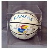 2009 - 2010 Kansas Jayhawks Autographed Team Basketball In Display Case