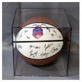 2022 - 2023 Kansas Jayhawks Autographed Team Basketball In Display Case