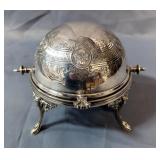 1865 Atkins Brothers English Victorian 12" Silverplate Oval Cake Basket With Hand Engraved Fern Desi