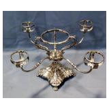 Halls Silver Plate Epergne Centerpiece, 11" x 20", Missing Glass Vases, And Silver On Copper Footed 