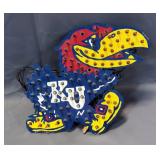 Lighted Kansas Jayhawk Sign, Painted Wood, 12" x 12"