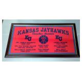 Kansas Jayhawks Framed Felt Coaches Banner, 20" x 37" , And Framed Autographed Panoramic Photograph 