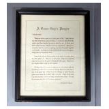Game Day Prayer, Framed Copy, 8.5" x 11", And 1965 Framed Kansas Freshman Basketball Stats, 12" x 11