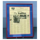 Kansas City Star 1996 Framed Article Referencing Kansas Basketball Traditions, 21.5" x 17", And Kans