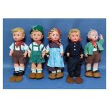 Vintage M.C. Hummel 11" Rubber Dolls Including Ganse-Liesl, Chimney Sweep, Boy With Back Pack, And M