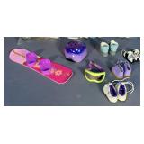 American Girl Snowboard, Goggles, Helmet, And Shoe Assortment