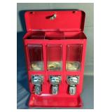 Rhino Vending Triple Coin Operated Vending Machine, Model RHTV-101A, Including 42" Metal Stand And K