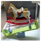 Doll Furniture Including 19.5" Wood High Chair, American Girl Bitty Baby Rocking Horse Chair, Changi
