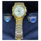 Mens Seiko Chronograph Water Resistant Wrist Watch, 1995 Missouri State Champs And 1987 Ft. Osage Hi