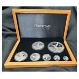 2018 Mexico .999 Fine Silver Libertad Proof 7 Coin Set Collection In Wood Presentation Box