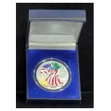 2000 American Eagle Colorized Silver Dollar, 1 oz Fine Silver, With COA, In Display Box
