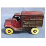 Dent Toys Co Red C-Cab Cast Iron Delivery Truck, 5.5" Long