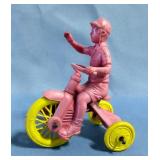 Auburn Rubber Co Indian Police Motorcycle, 6" Long, Auburn Child On Tricycle, And Commonwealth Plast