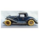 1930s A C Williams Cast Iron Blue Rumble Seat Car, 6" Long