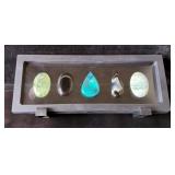 Polished Agates And Minerals, Qty 5, Approx Total carat Weight 275 cts, In Display Stand