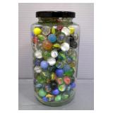 Glass Marble Collection In Glass Jar