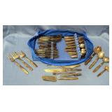 K. Thailand 95 Piece Brass Flatware Set Including Serving Utensils