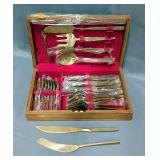 VU Thai Bronzeware Solid Nickel Bronze 31 Piece Flatware Set In Wood Storage Box