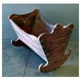 Hand Crafted Painted Wood Rocking Cradle, 19" x 16" x 22.5"