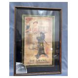 De Laval Cream Separators Vintage Advertising Print, Framed Under Glass, 14.75" x 20.75"