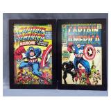 Marvel Captain America #100 And #193 Cover Images On Board, Framed, Each 18.75" x 12.75"