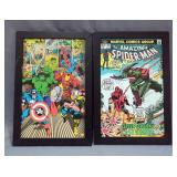 Spider-Man #122 Cover Image And Marvel Here Come The Heroes Image Both On Board, Framed, 18.75" x 12