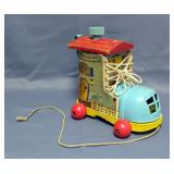 Fisher Price Rolling Riding Horse, Old Woman Who Lived In A Shoe Wood Pull Toy, And Playskool Kiddy 