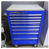 US General Rolling 8 Drawer Locking Tool Chest, 40.5" x 29" x 22", Contents Include, Nails, Screws, 