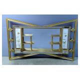 Mid Century Atomic Shadowbox Wall Mirror With Lights And Butterfly Accents, 35" x 55" x 7.25"