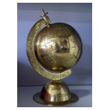 Vietnam Metal 3 Wheel Rickshaw Figurine, Laqured Brass Globe, 10" X 7" X 5.5", Hand Carved Pipes, Fi