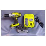 Ryobi 18V 1/2" Cordless Drill, Model P250, With Batteries, Qty 2 And Ryobi One+ Charge Center, Power