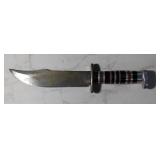 Fixed Blade Knife, 7.25" Blade, In Leather Sheath