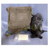 Vintage US Military USM Gas Mask, With Personal Decontamination Kit And Liquid Contamination Test Pa
