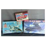 ERTL 55 Corvette Model Kit, Academy Lockheed SR-71A Blackbird Model Kit, And Monogram F-14 Tomcat Ki