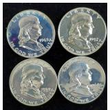 Franklin Half Dollar Proofs, Qty 4, Years Include 1957, 1959, 1960, And 1963