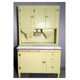 Antique Hoosier 5 Drawer Baking Cabinet Including Glass Spice Jars And Flour Bin, 69.5" x 40.5" x 27