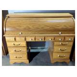 Roll Top Desk With 8 Drawers, 42" x 55" x 22"
