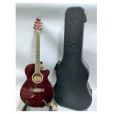Stagg Handmade Western Acoustic Guitar Model SW206CETU-TR, With Strap, Capo, Strings, And Picks, In 